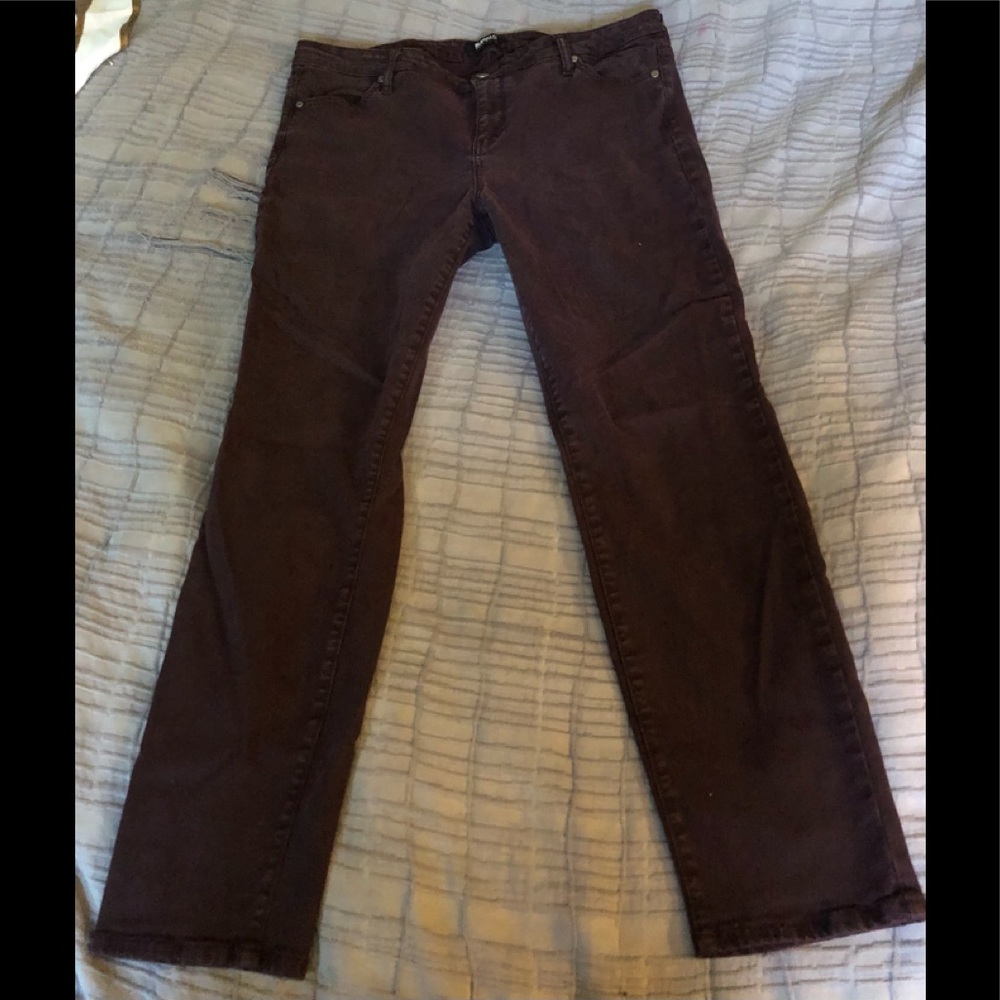 Buffalo by David Bitten Jeans Woman’s sz 14 Pants Retro Dark Burgundy Denim NM